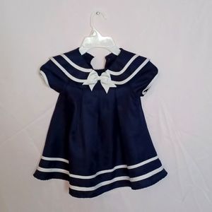 Navy blue and white sailor two stripe with white bow  from Rare edition size 24m